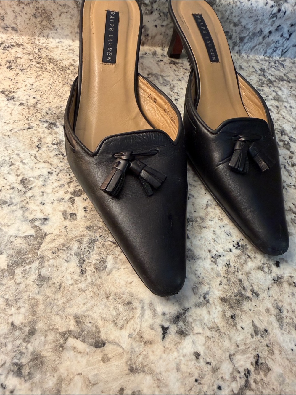 Ralph Lauren Collection Black Label Leather Pointed Tassel Loafers Made Italy - Picture 2 of 9